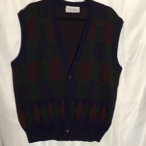 Ottimo vintage Men's Multicolor Plaid cardigan Vest sz L